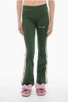 Palm Angels Flared Joggers With Contrasting Side Band In Green