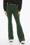 Palm Angels Flared Sweat Pants With Logoed Elastic Band In Green