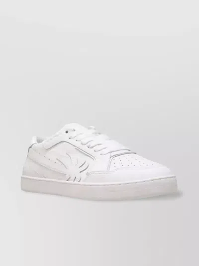 Palm Angels Flat Sole Sneakers Featuring Perforated Detailing In White
