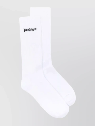 Palm Angels Logo Embroidered Socks In White