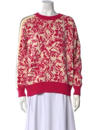 Pre-owned Palm Angels Floral Print Crew Neck Sweater In Pink