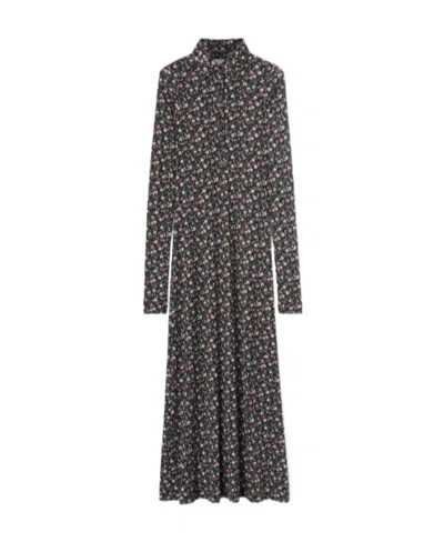 Palm Angels Floral-print Maxi Polo Dress In Black