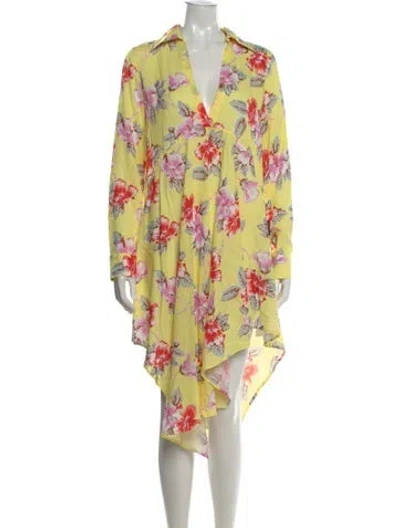Pre-owned Palm Angels Floral Print Mini Dress W/ Tags In Yellow