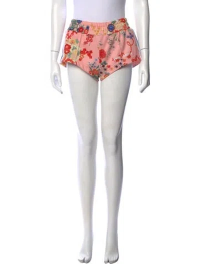 Pre-owned Palm Angels Floral Print Mini Shorts In Red