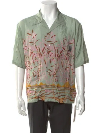 Pre-owned Palm Angels Floral Print Short Sleeve Shirt In Green