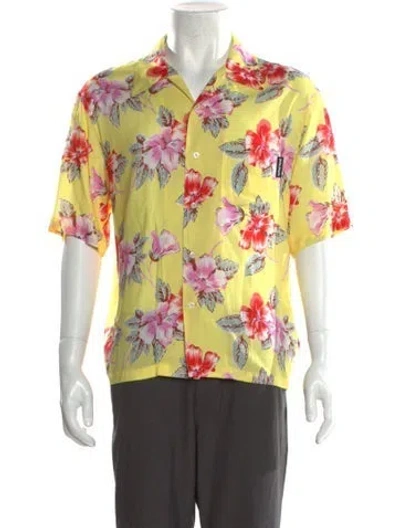 Pre-owned Palm Angels Floral Print Short Sleeve Shirt In Yellow