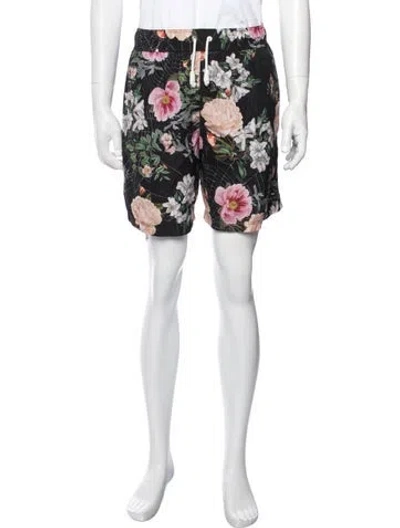 Pre-owned Palm Angels Floral Print Swim Trunks In Black