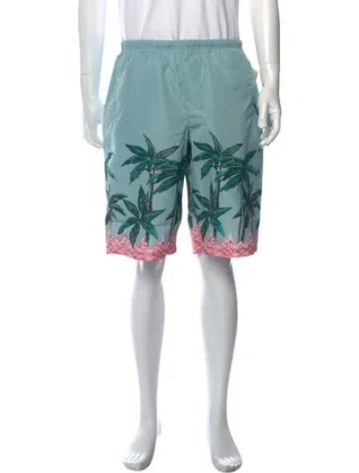 Pre-owned Palm Angels Floral Print Swim Trunks W/ Tags In Blue