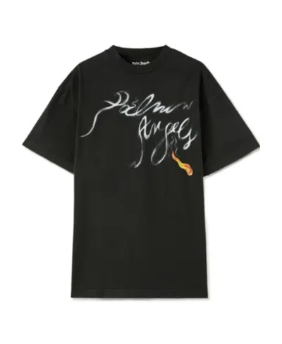 PALM ANGELS PALM ANGELS LOGO PRINTED CREWNECK T-SHIRT