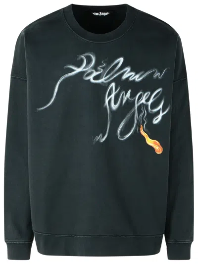 Palm Angels 'foggy Pa' Black Cotton Sweatshirt Men