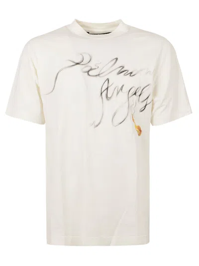 Palm Angels Foggy Pa T-shirt In Off White/black