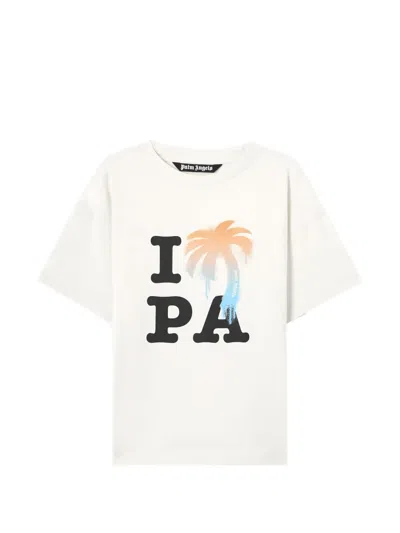 Palm Angels Love Pa Graphic Crew Neck T Shirt In White