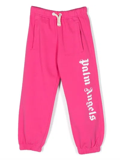 Palm Angels Kids' Logo-print Track Pants In Cyclamen