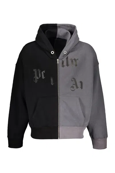 Palm Angels Full Zip Hoodie In Black