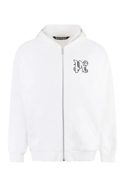Palm Angels Full Zip Hoodie In White
