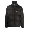 Palm Angels Black Hooded Track Down Jacket In Black