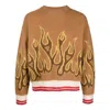 Palm Angels Striped Intarsia Virgin Wool Sweater In Brown