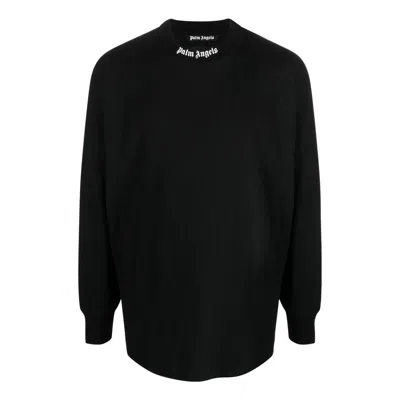 Palm Angels Fw22 Logo Mock Neck Longsleeve T-shirt 'black White'
