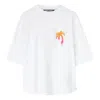 Palm Angels Man White Oversized T-shirt With Paint Effect Palm Logo In White