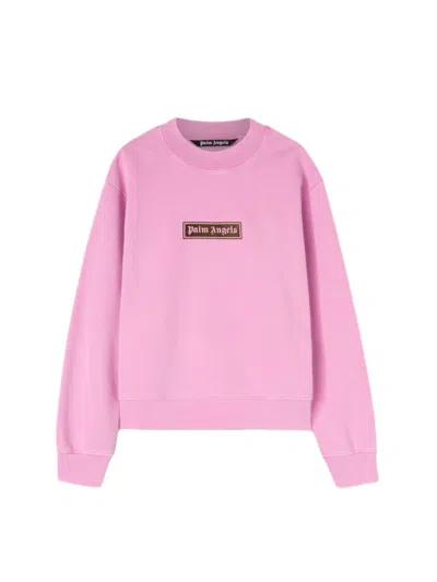 Pre-owned Palm Angels Garment Dye Box Logo Sweatshirt In Fuchsia/black