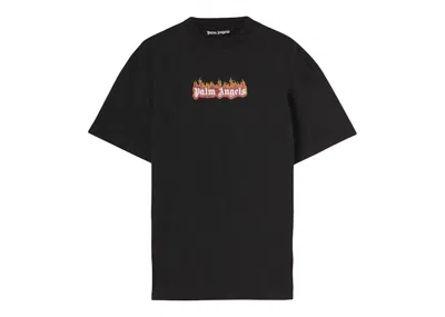 Pre-owned Palm Angels Garment Dye Burning Logo Classic T-shirt In Black/white In Multi