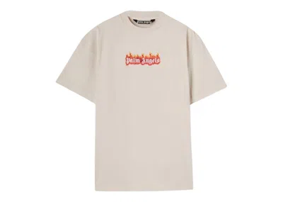 Pre-owned Palm Angels Garment Dye Burning Logo Classic T-shirt In Off White/black In Multi