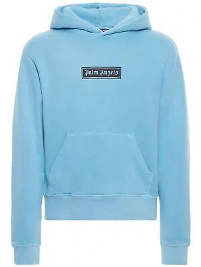 Pre-owned Palm Angels Garment Dyed Box Logo Light Blue Hoodie