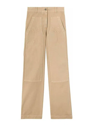 Palm Angels Gd Bull Cargo Pants In Sand