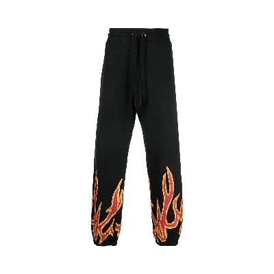 Pre-owned Palm Angels Gd Graffiti Flames Sweatpants 'black/red'