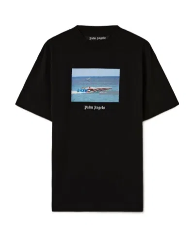 Palm Angels T-shirt En Coton In Black