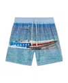 Palm Angels Getty Speedyboat Swimshorts In Blue