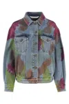 Palm Angels Tie-dye Denim Jacket In Lightbluemulti