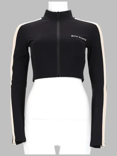 Palm Angels Training Jacket Logo High Collar Cropped In Black