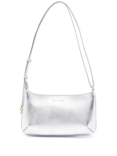 Palm Angels Giorgina Metallic Leather Shoulder Bag In 银色