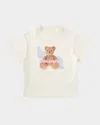 Palm Angels Girl's Bear Graphic Logo-print T-shirt In Butter Brown