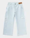 Palm Angels Marble-effect Cargo Jeans In Light Blu Ros