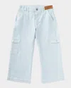 Palm Angels Marble-effect Cargo Jeans In Light Blu Ros