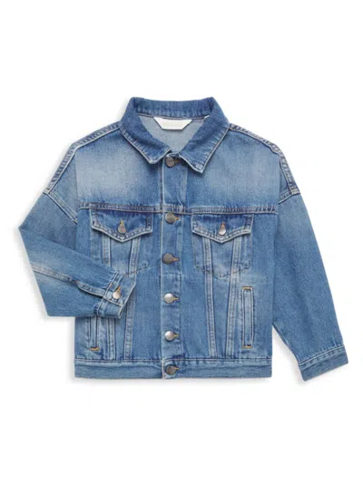 Palm Angels Kids' Girl's Drop Shoulder Denim Jacket In Blue Multi