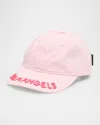 Palm Angels Girl's Logo Embroidered Baseball Cap In Rose Pink Che