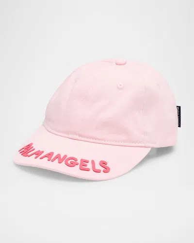 Palm Angels Girl's Logo Embroidered Baseball Cap In Rose Pink Che