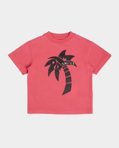 Palm Angels Kids' Girl's Palm Tree Graphic T-shirt In Pink
