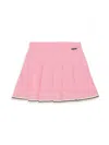 Palm Angels Stripe-trim Pleated Miniskirt In Rose Quartz