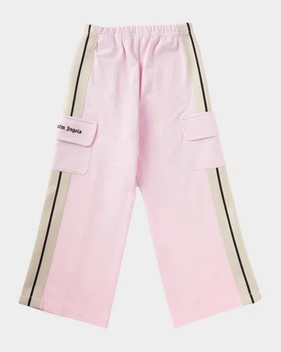 PALM ANGELS GIRL'S WIDE LEG TRACK CARGOS