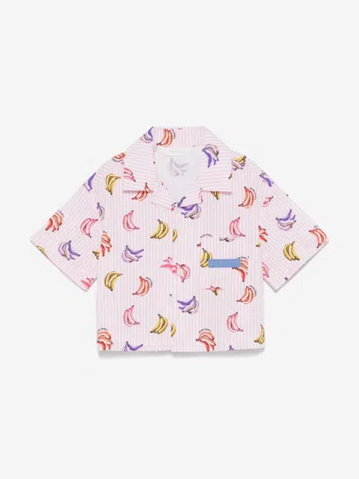 PALM ANGELS PALM ANGELS GIRLS AOP BANANAS CROPPED SHIRT