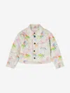 Palm Angels Girls Aop Palms Padded Jacket In Ivory