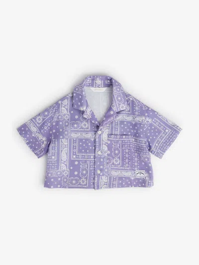 Palm Angels Kids' Astro Paisley-print Shirt In Purple