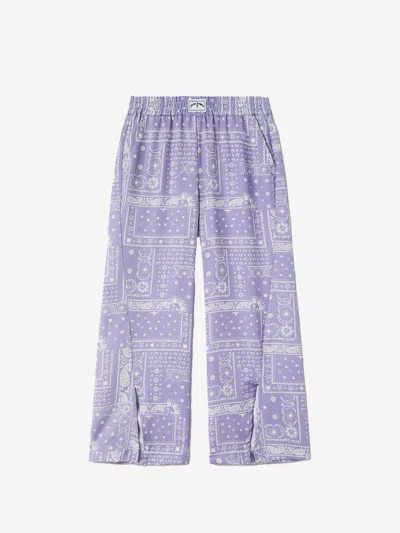 Palm Angels Kids' Astropaisley-print Trousers In Purple