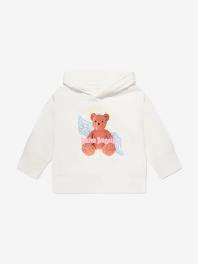 Palm Angels Kids' Pa Bear Angel Cotton Hoodie In White