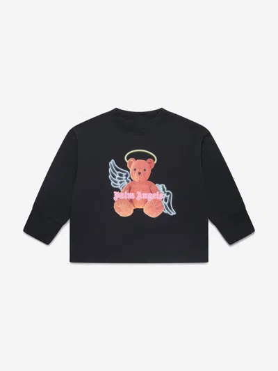 Palm Angels Kids' Girls Bear Angel Open Back Sweatshirt In Black