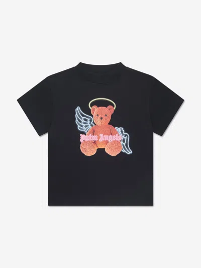 Palm Angels Kids' Girls Bear Angel T-shirt In Black